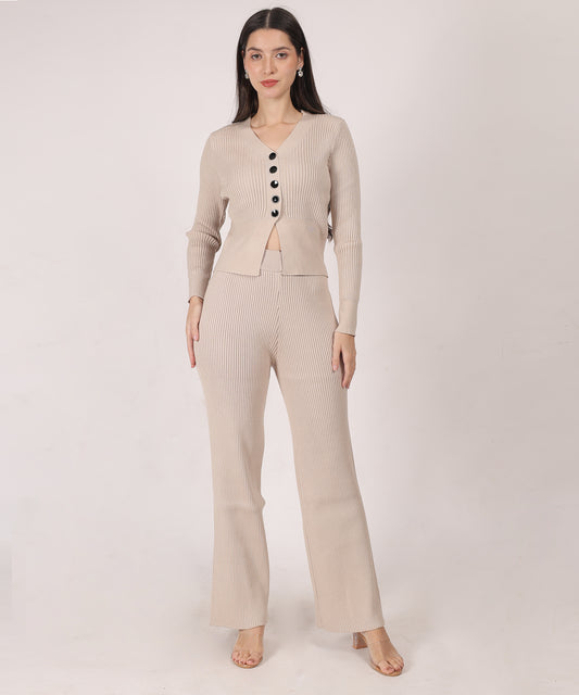 Neutral Ribbed Co-ord Set