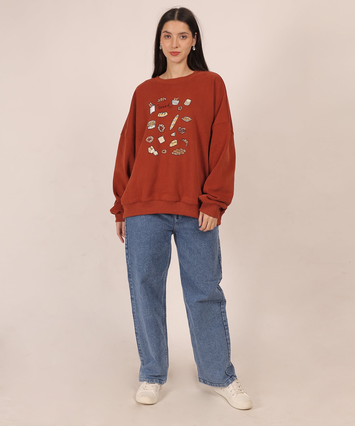 Oversized Printed Pullover Sweatshirt